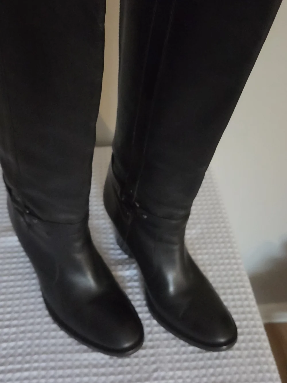 Via Spiga Black Leather Knee High Harness Riding Boots Vero CuoioSize 8.5